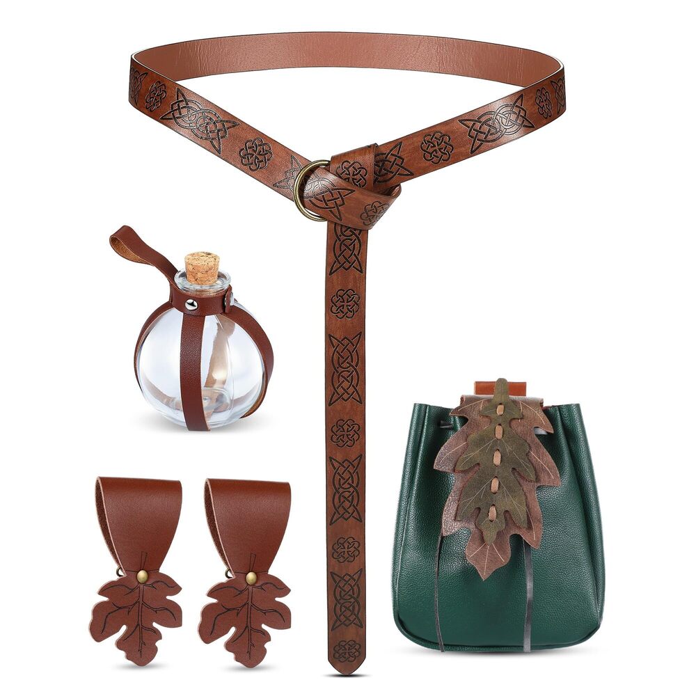 4518 6 Pcs Renaissance Accessoriess Leaf Belt Bag Medieval